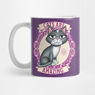 Cute Kitty Cat on Purplish Wreath Cats are Amazing Mug